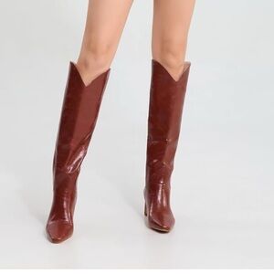 Women's Brown Leather Knee-High Boots